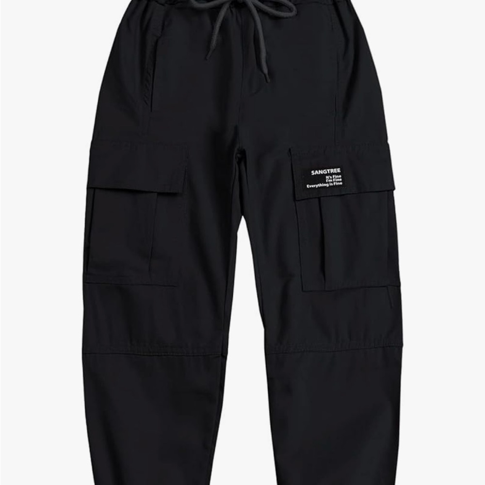 Black Joggers with Drawstring Waist and Cuffed Ankles